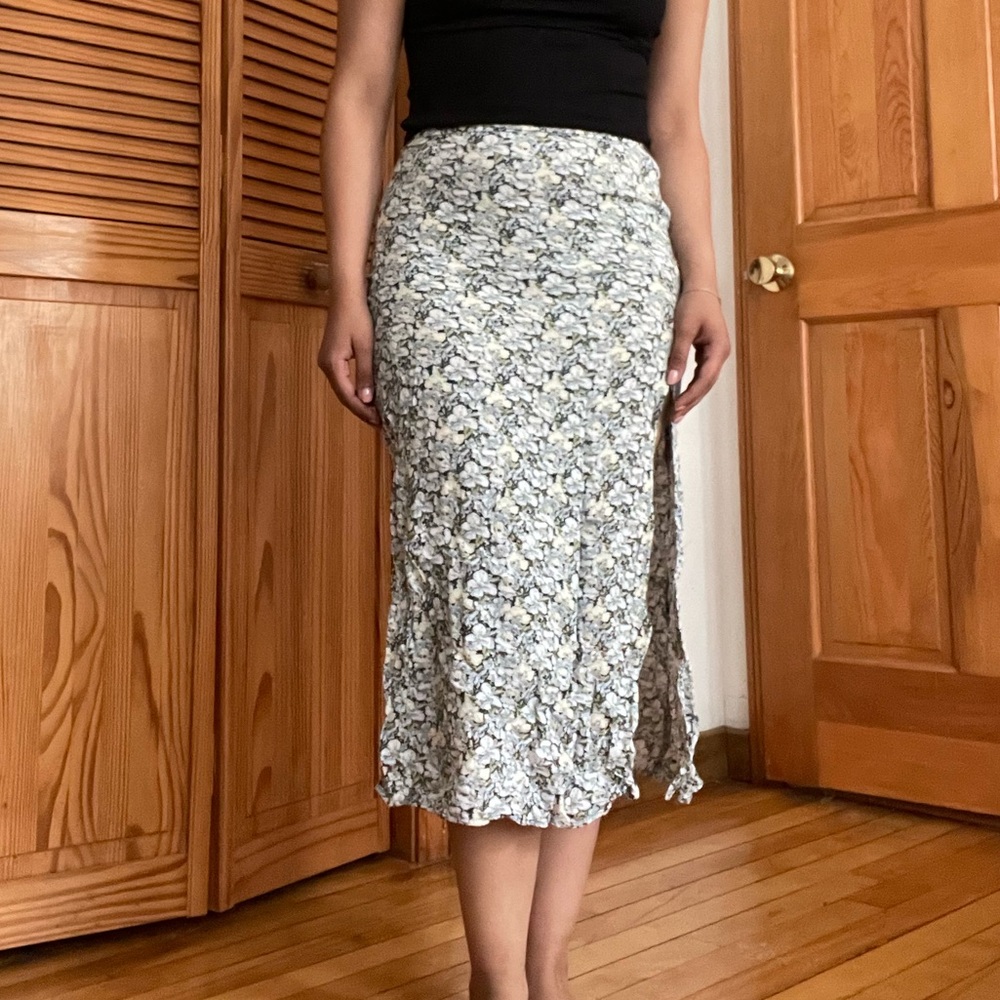 H&M floral midi skirt with slit